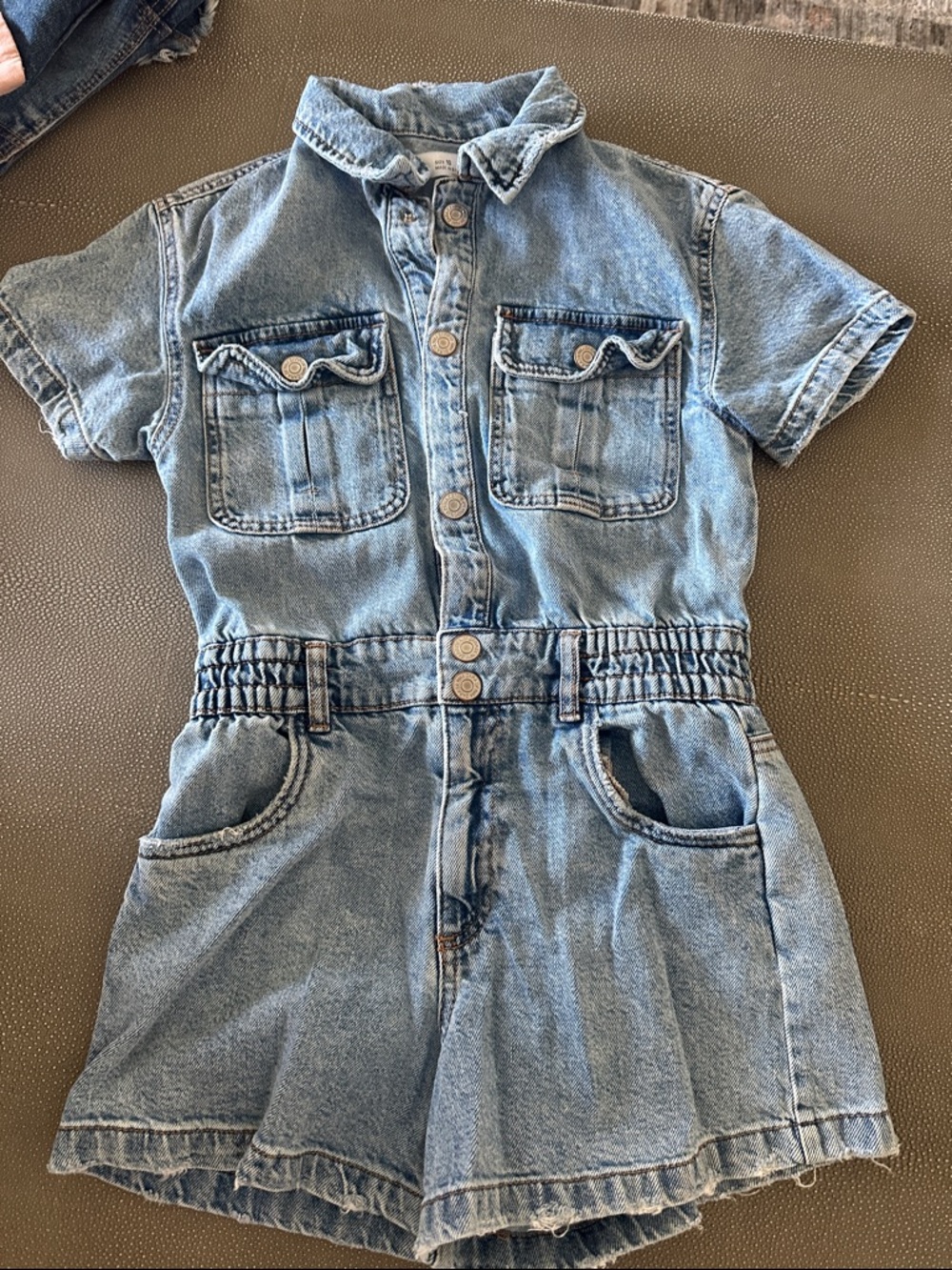 Zara Light Blue Denim Short Sleeve Romper